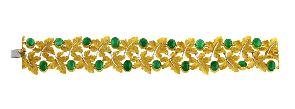 1970s Buccellati Emerald and Gold Bracelet In Good Condition In Atlanta, GA