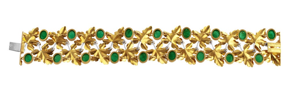 Women's 1970s Buccellati Emerald and Gold Bracelet