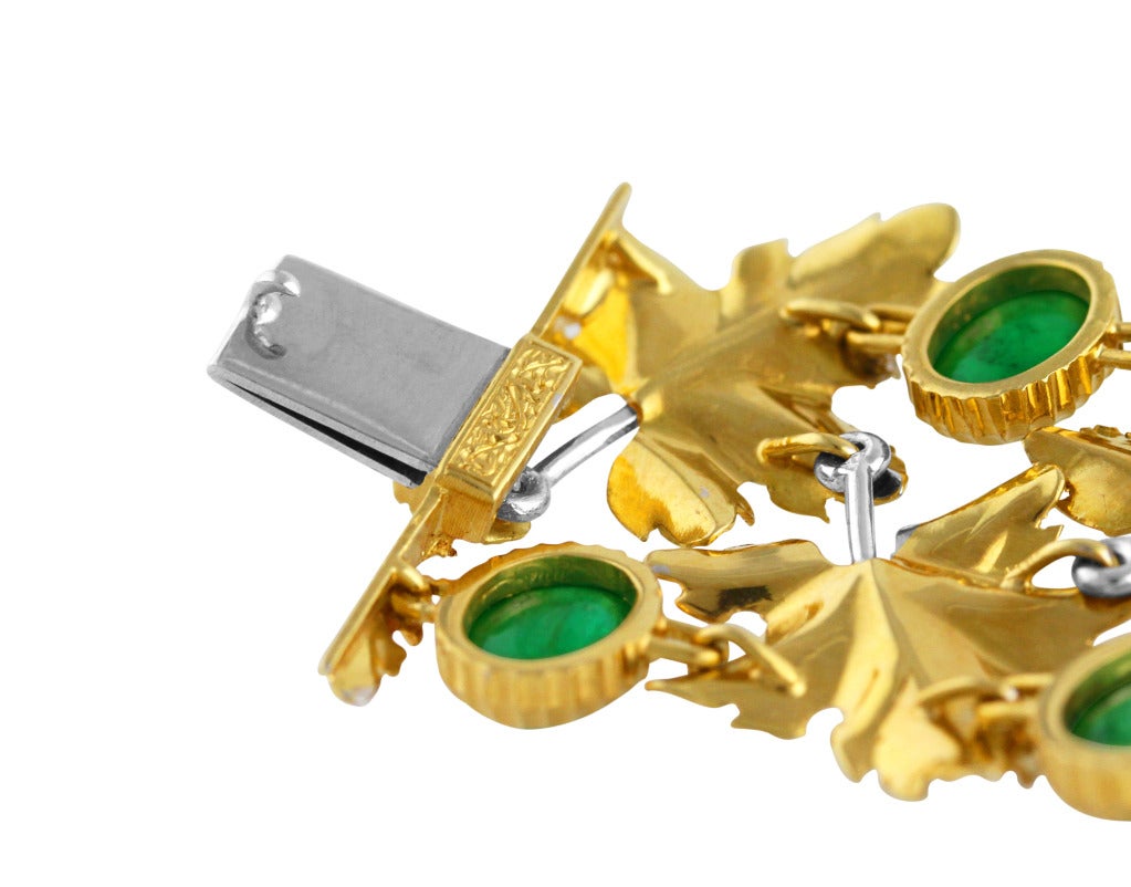 1970s Buccellati Emerald and Gold Bracelet 2