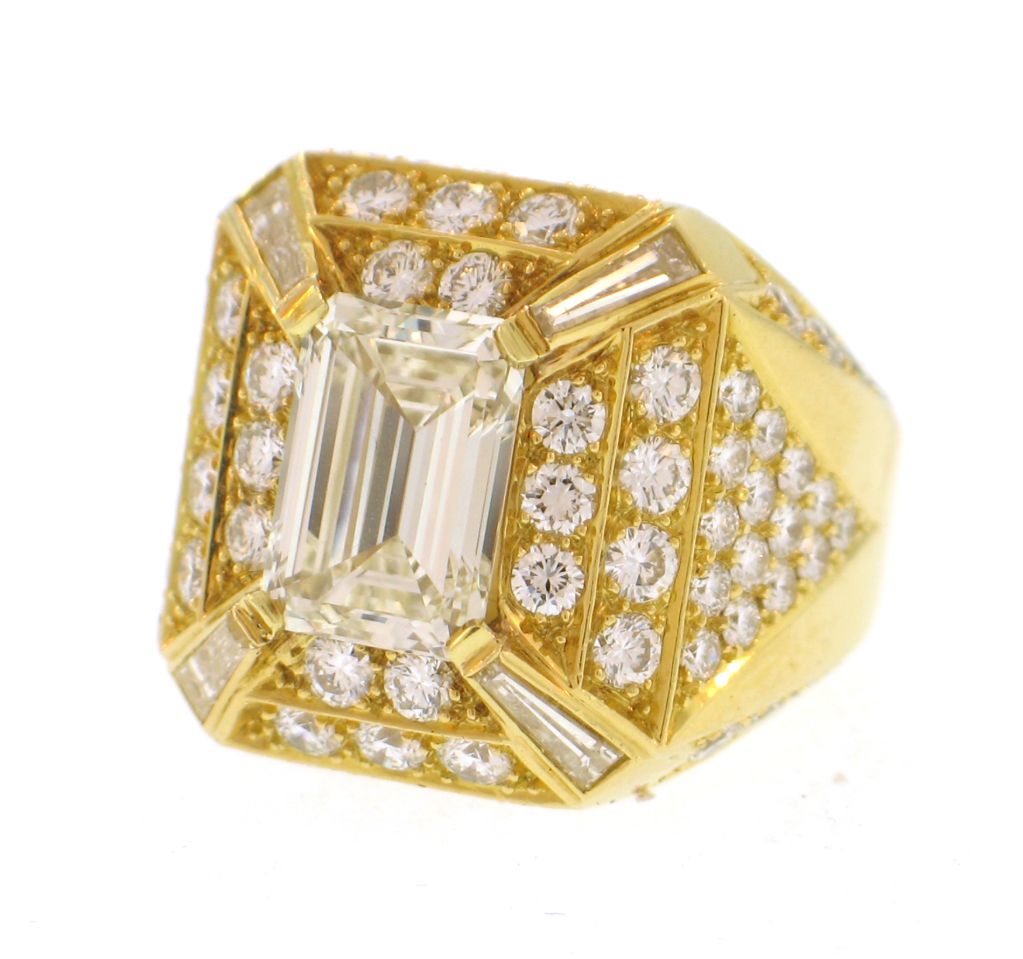 Emerald Cut Pavé Diamond Ring