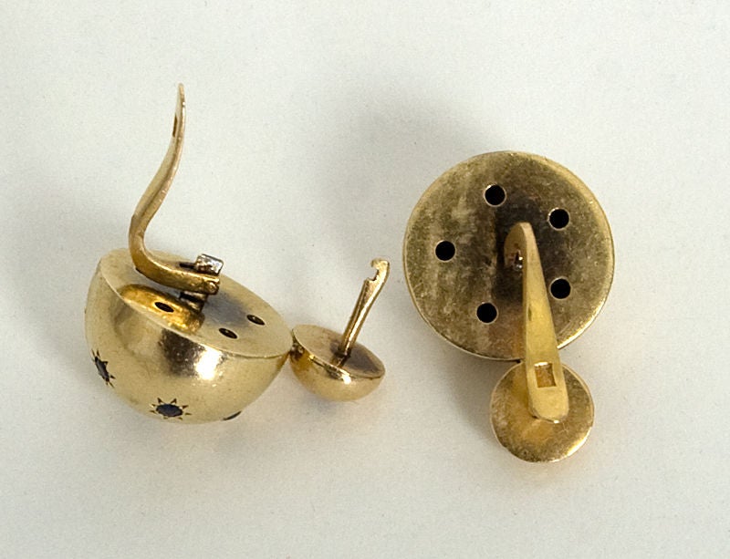 Women's Retro Gold and Sapphire Earrings