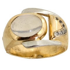 Gold, Platinum and Moonstone Ring
