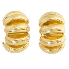 Vintage Gold Ridged Shrimp Earrings