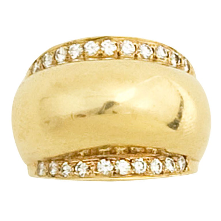 Gold Dome Ring with Diamonds