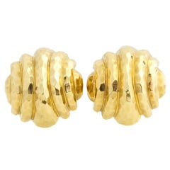 Henry Dunay Hammered Gold Earrings