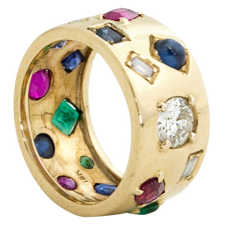 Multi Gem Gold Ring at 1stDibs