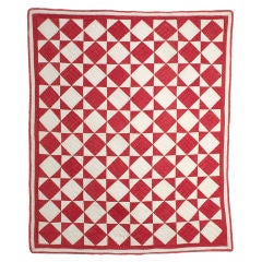 Antique Red and White Diamonds Crib Quilt