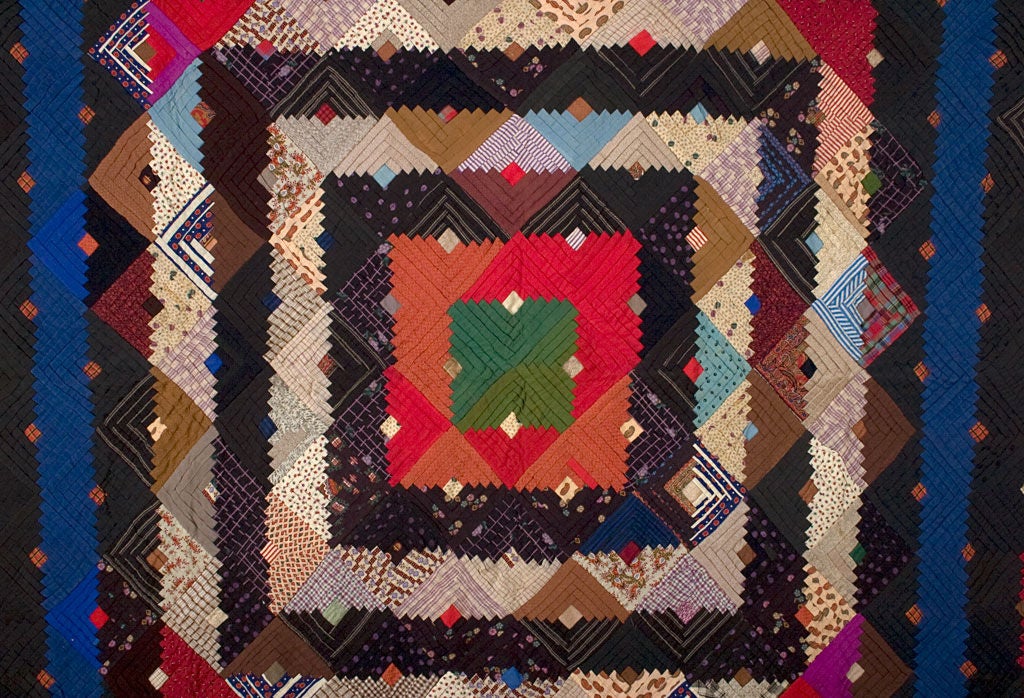 American Barnraising Log Cabin Quilt on Square