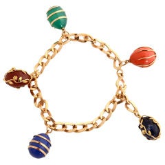 Gold Link Bracelet with Stone Charms 6
