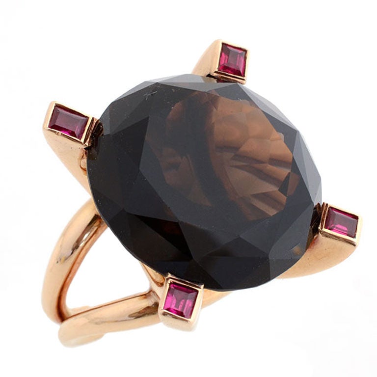 ANTONIO PINEDA Gold Ring with Smokey Quartz