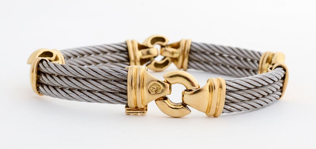 18k & stainless link bracelet by philippe charriol