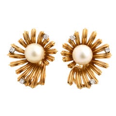 Tiffany Pearl and Diamond Earrings