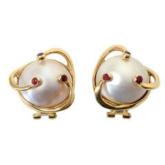 Mabe Pearl Ruby Earrings