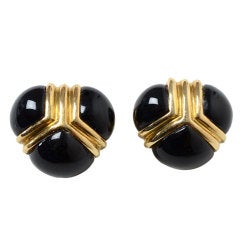 TIFFANY Onyx Gold Earrings