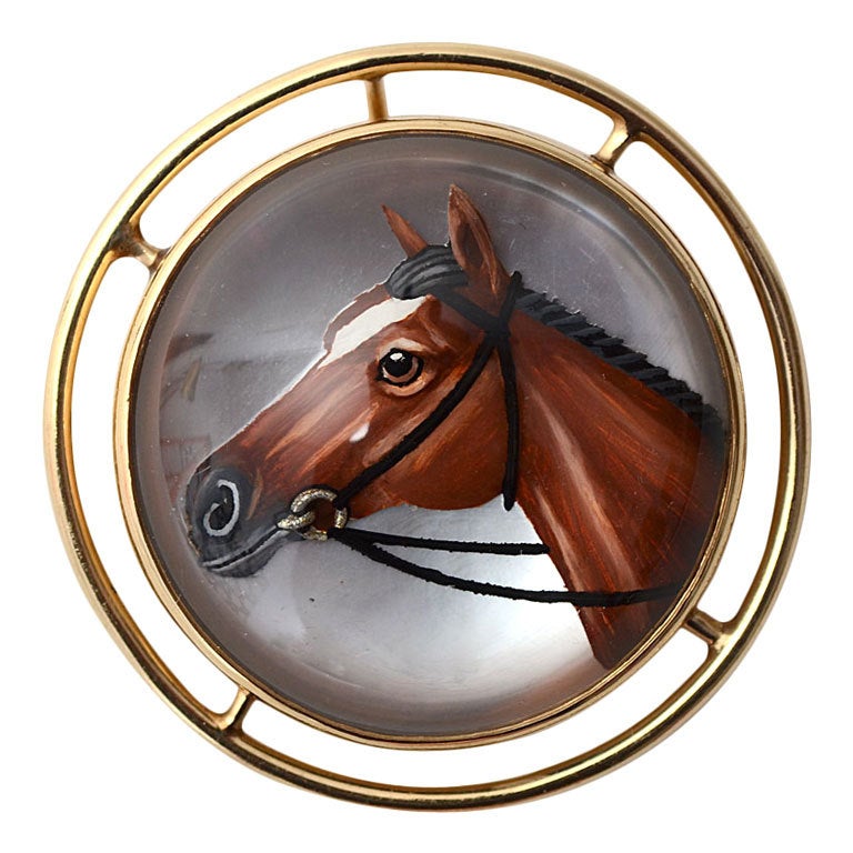 Reverse Crystal Intaglio Horse Pendant/Brooch