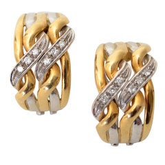 Spritzer and Furman Diamond Two Color Gold Hoop Earrings 3