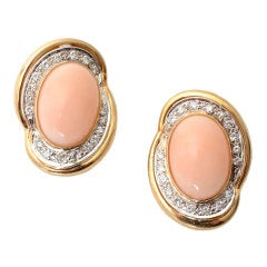 Coral Diamond Gold Earrings 11