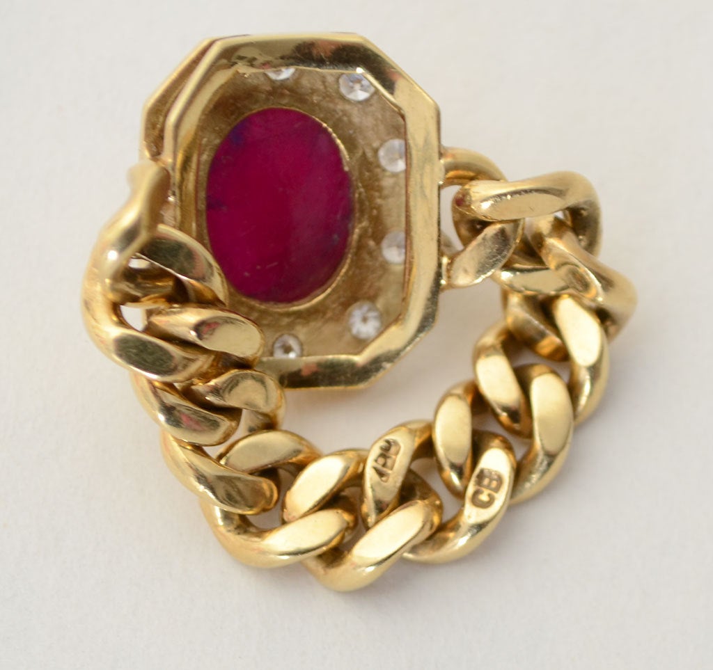 Diamond Ruby Chain Ring For Sale 1