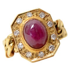 Vintage Diamond Ruby Chain Ring