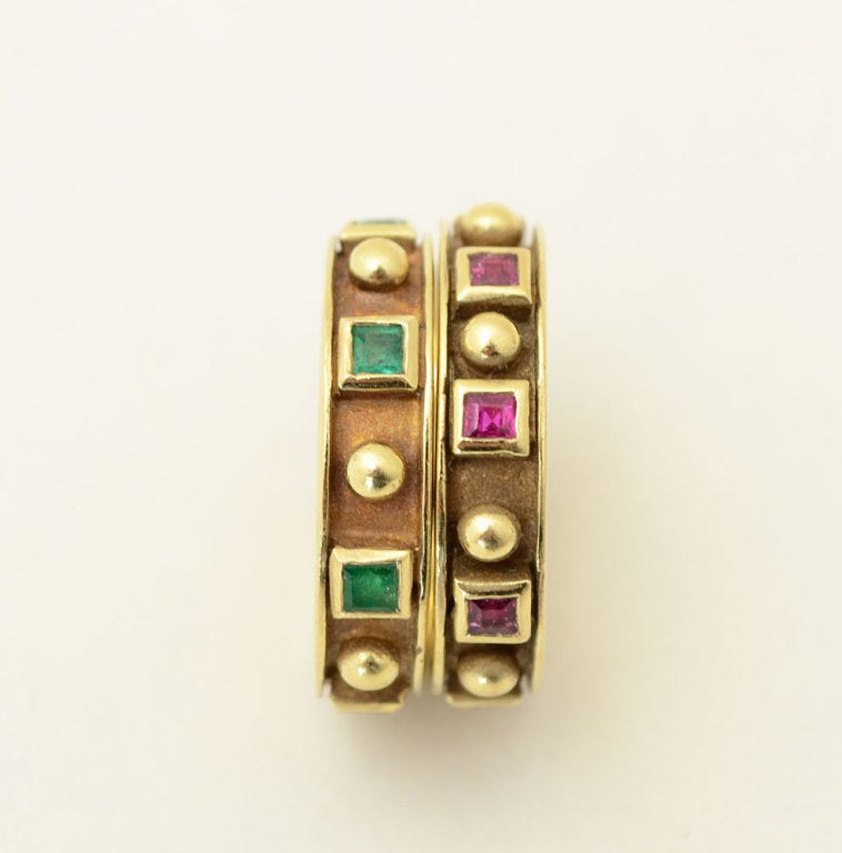 Pair Gold Rings with Stones