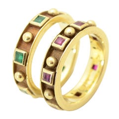 Pair Gold Rings with Stones