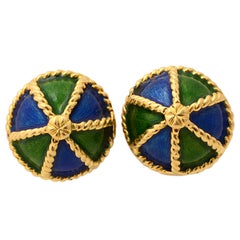 KREMENTZ Enamel and Gold Earrings