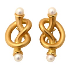 ANGELA CUMMINGS Gold Earrings with Pearls 11