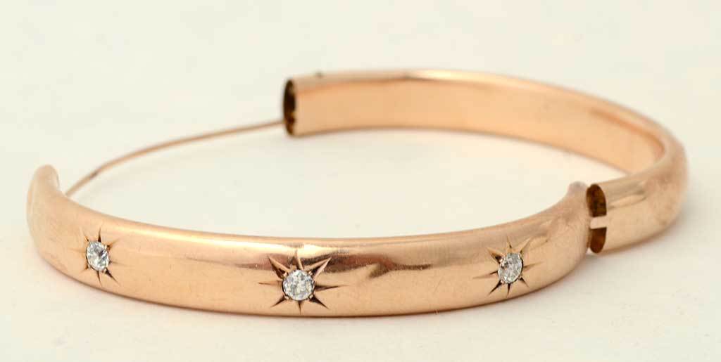 Gold Bangle Bracelet with Diamonds