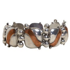 William Spratling Silver and Copper Pillow Bracelet