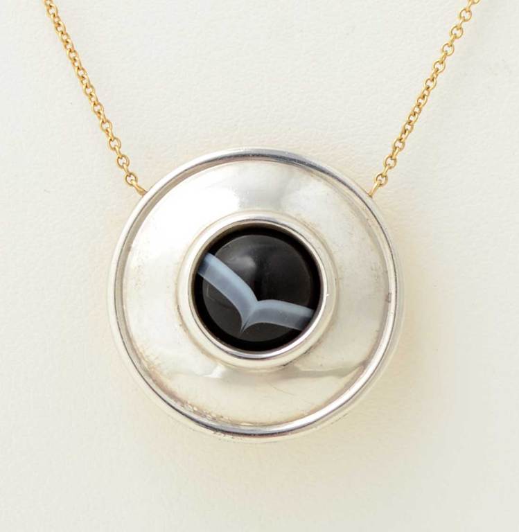 Women's Paloma Picasso Gold and Silver Necklace with Banded Agate