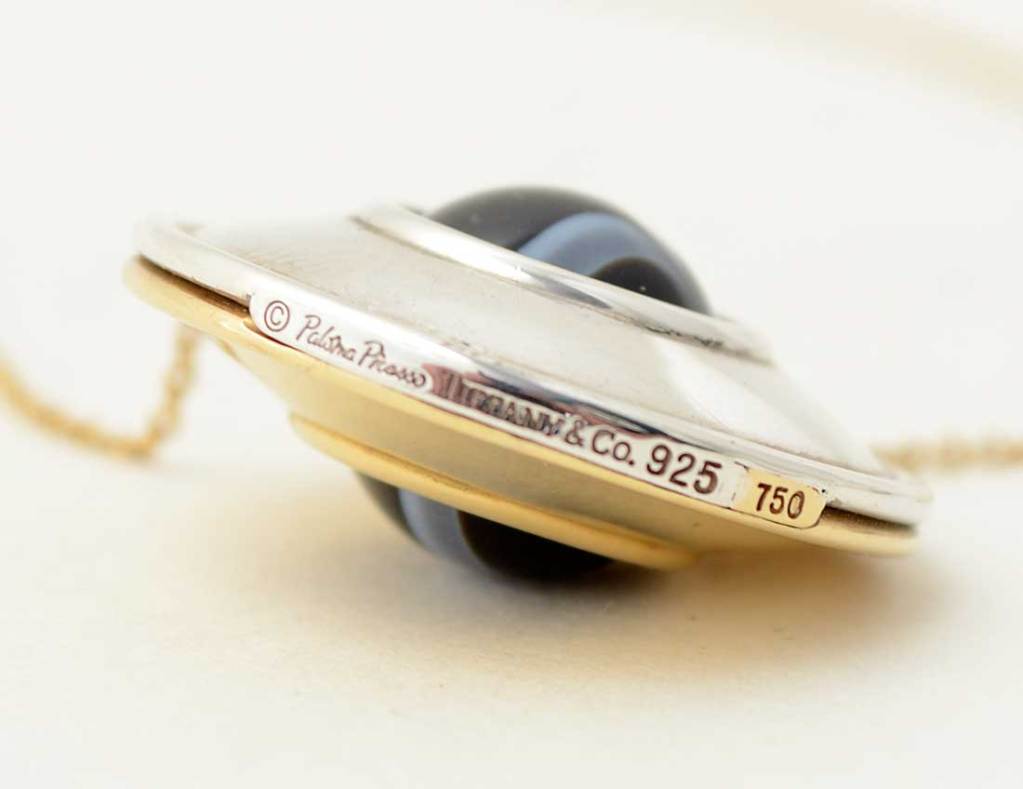Paloma Picasso Gold and Silver Necklace with Banded Agate 2