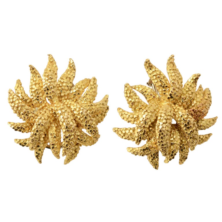 Sea Anemone Gold Earrings For Sale