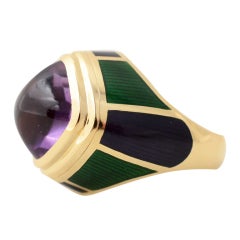 de Vroomen Amethyst and Enamel Ring