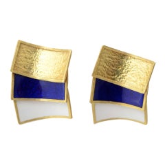 CARTIER Gold and Enamel Earrings