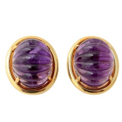 Vintage Gump's Carved Amethyst Earrings