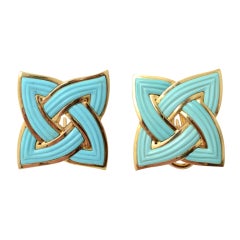 BERGDORF GOODMAN Gold and Turquoise Earrings