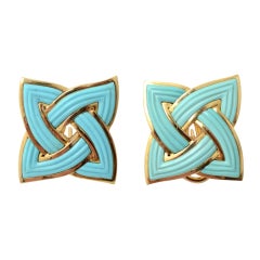 BERGDORF GOODMAN Gold and Turquoise Earrings