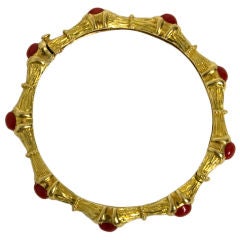 Tiffany Gold and Coral Bangle Bracelet