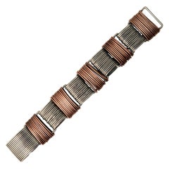 Vintage Hector Aguilar "Paper Clip: Silver and Copper Bracelet