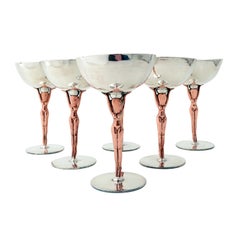 Los Castillo Copper Sterling Silver Nude Women Goblets