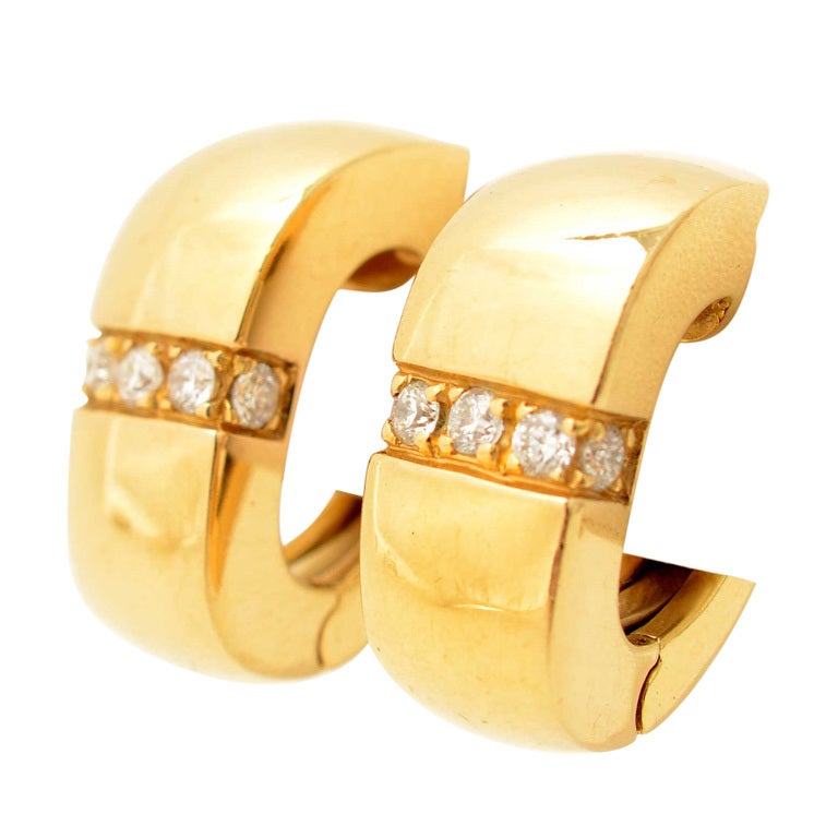 MAUBOUSSIN Gold and Diamond Earrings For Sale