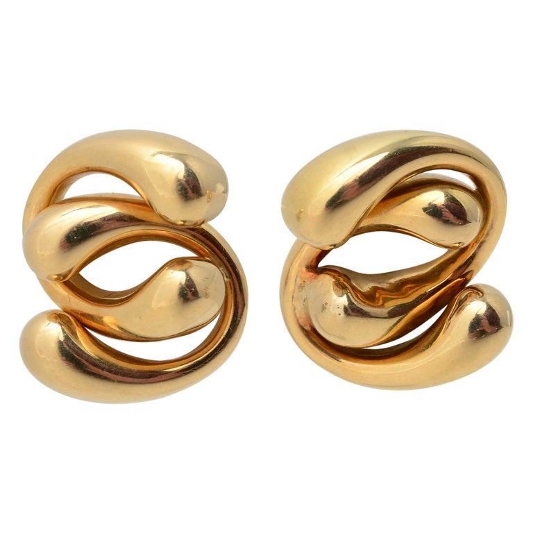 Double U Shaped Gold Earrings