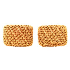 Vintage Basketweave Gold Cufflinks