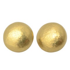 Hammered Gold Button Earrings