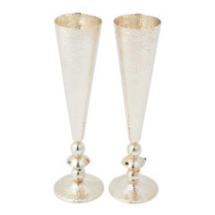 Vintage Emilia Castillo Silver Champagne Flutes