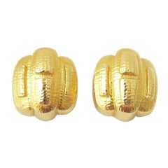 David Webb Hammered Gold Earrings 4