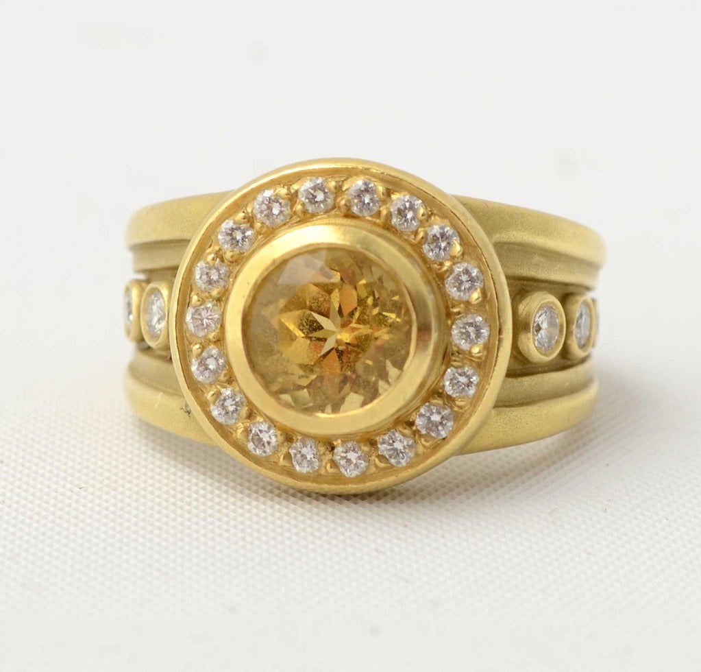 Women's Barry Kieselstein Cord Citrine and Diamonds Ring