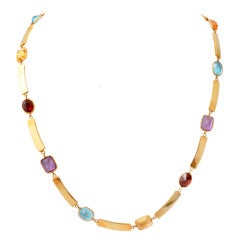 Gold Necklace with Semiprecious Stones