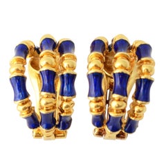 Tiffany & Co. Enamel Gold Bamboo Earrings