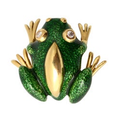 TIFFANY Gold and Enamel Frog Brooch